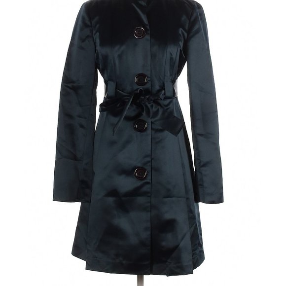 Michael Kors Trench Coat, size small, Petite, Navy Blue, Beautiful - Picture 3 of 4